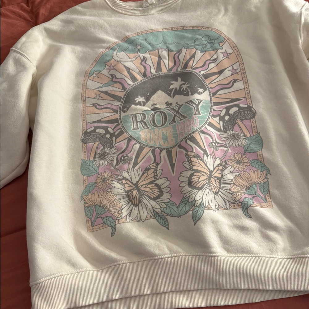 Roxy White Sweatshirt with Floral Graphic